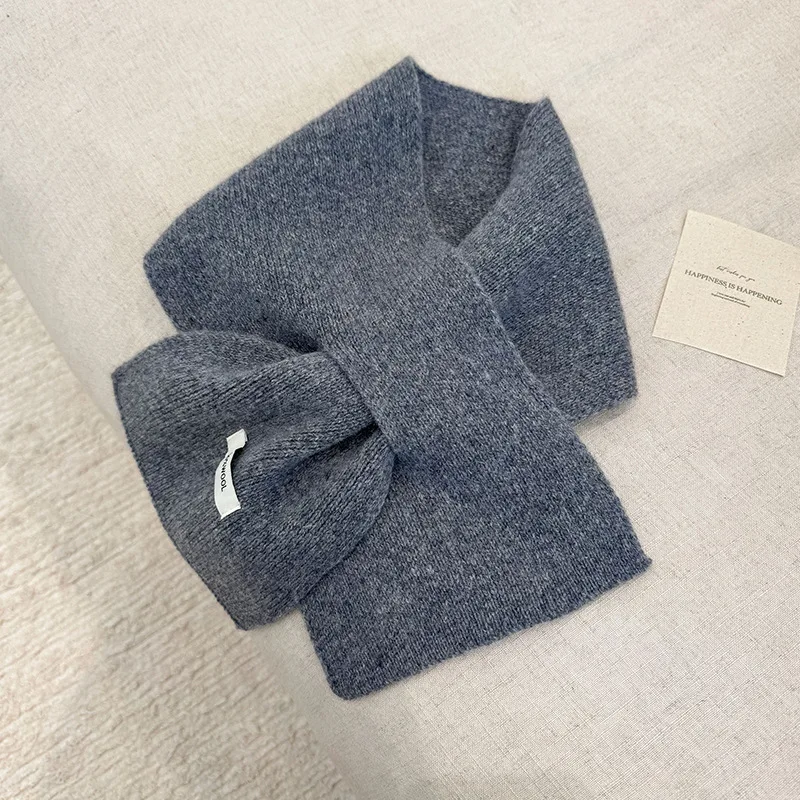 Lenço de malha feminino 100% lã inverno quente cachecóis brilhante cor sólida design engrossado xale macio triângulo pashmina pescoço 2025 novo