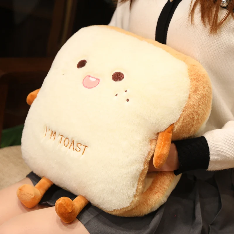 Plush Bread Pillow Cute Simulation Food Toast Soft Doll Warm Hand Pillow Cushion Home Decoration Kids Toys Birthday Gift