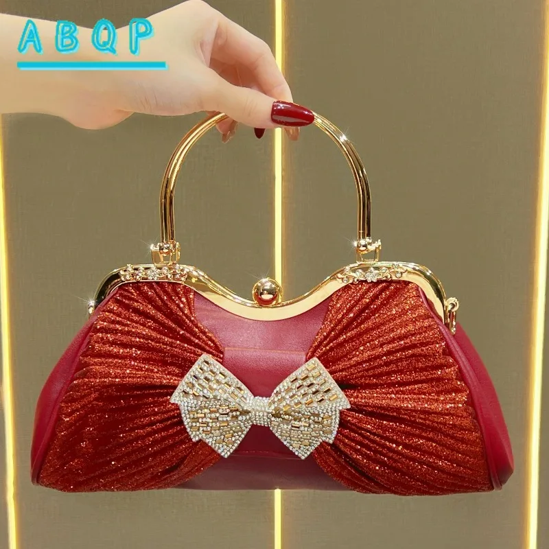 New Evening Clutch Luxury Brand Dinner Party Diamond Encrusted Women's Handbag Diamond Sparkling Women's Shoulder Crossbody Bag