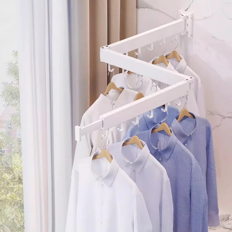 Laundry - Hochwertiger Aluminium-Klappstangen-Wandhaken mit Drehfunktion zum Aufhängen