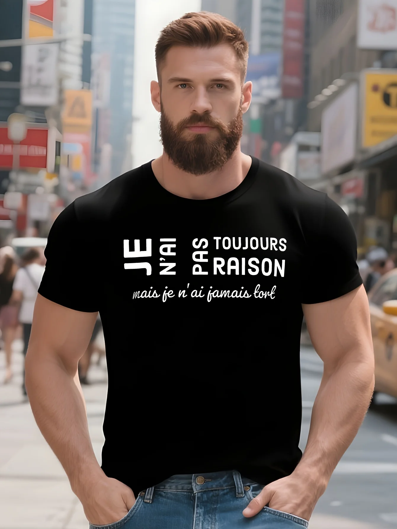 No soy siempre tiene razón pero nunca estoy equivocado camisa textos franceses humano mujeres hombres ropa 100% algodón Casual UE camisetas negro