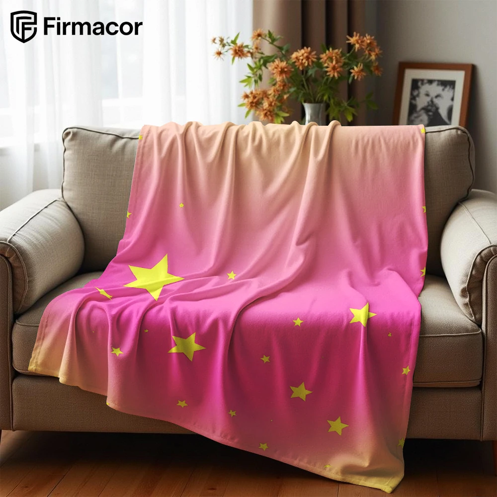 Christmas Throw Blanket - ผ้าห่มลายการ์ตูนอนิเมะลายท้องฟ้าดาวไล่เฉดสี ผ้าฟลานเนลเนื้อนุ่ม อุ่นสบาย เหมาะสำหรับเด็ก ห้องนอน โซฟา