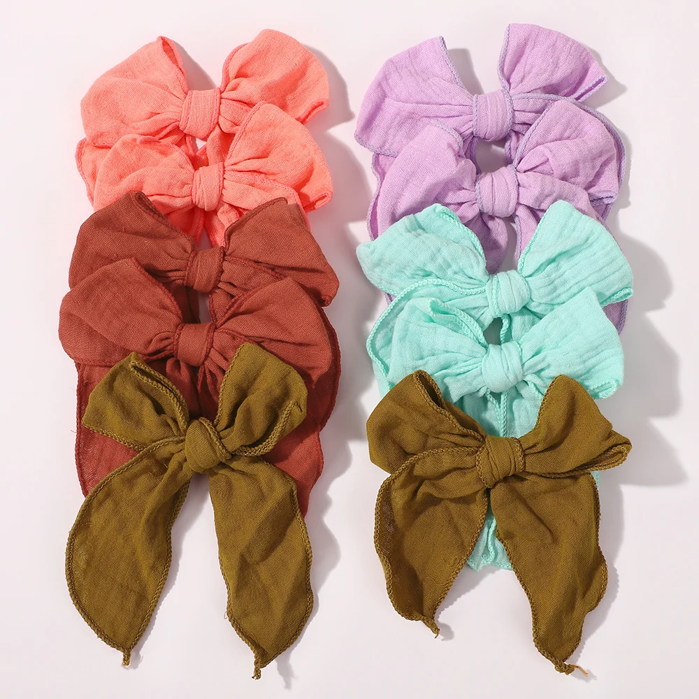 

10Pcs Random Color Cotton Bow Hair Clips Baby Girls Large Sailor Head Bows Accessories Hair Grips for Kids Christmas Hair Bow