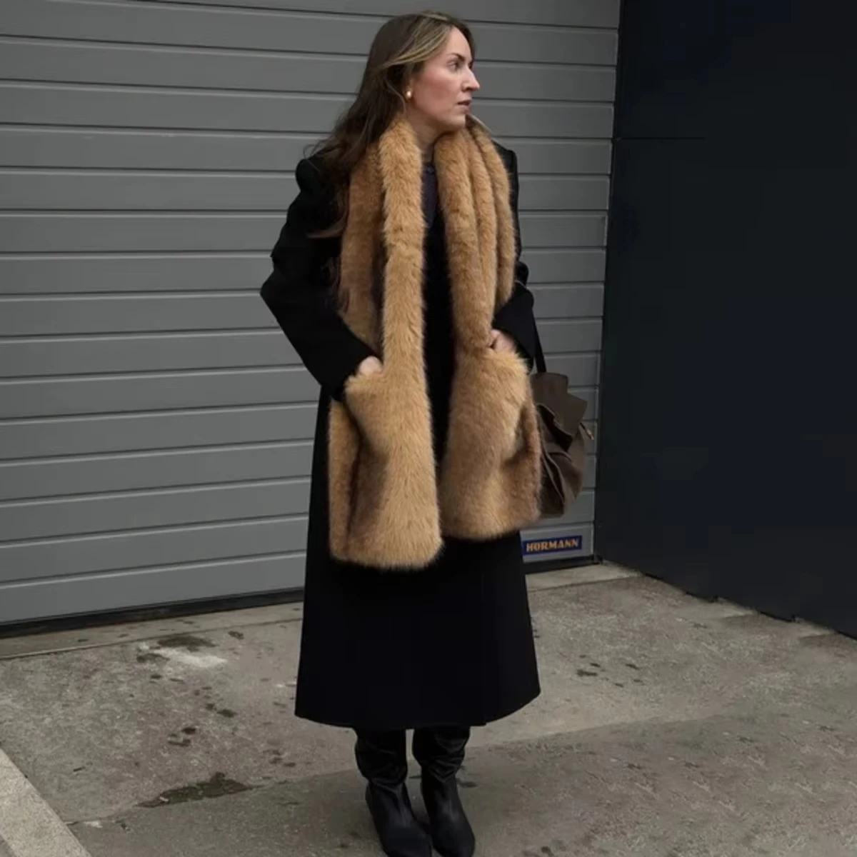 Faux fur wrap collar, fluffy fur scarf, winter neck warmer, fur shawl, fashion outerwear accessory, thick plush stole, women war