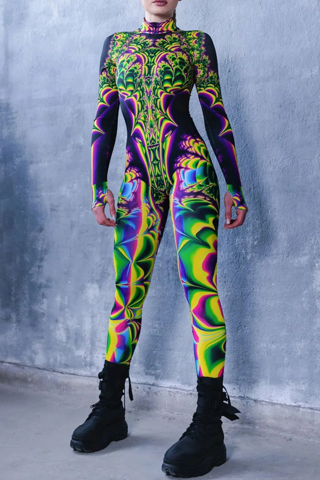 Halloween Damen Cyberpunk Roter Pfauenfeder-Jumpsuit Party Rollenspiel Steampunk Halloween Festtagskostüm Stretch-Bodysuit – Detail 7