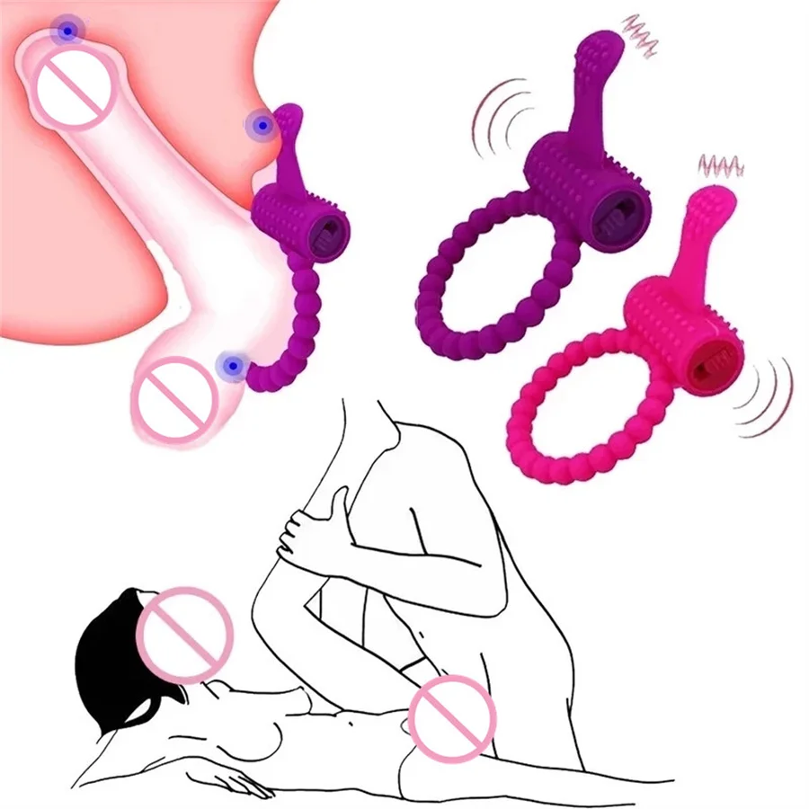 Vibrating Penis Ring Clitoral Stimulator Vibrator Delay Ejaculation Silicone Cock Ring Vibrator Penis Erection Sex Toys For Men