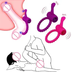 Vibrating Penis Ring Clitoral Stimulator Vibrator Delay Ejaculation Silicone Cock Ring Vibrator Penis Erection Sex Toys For Men