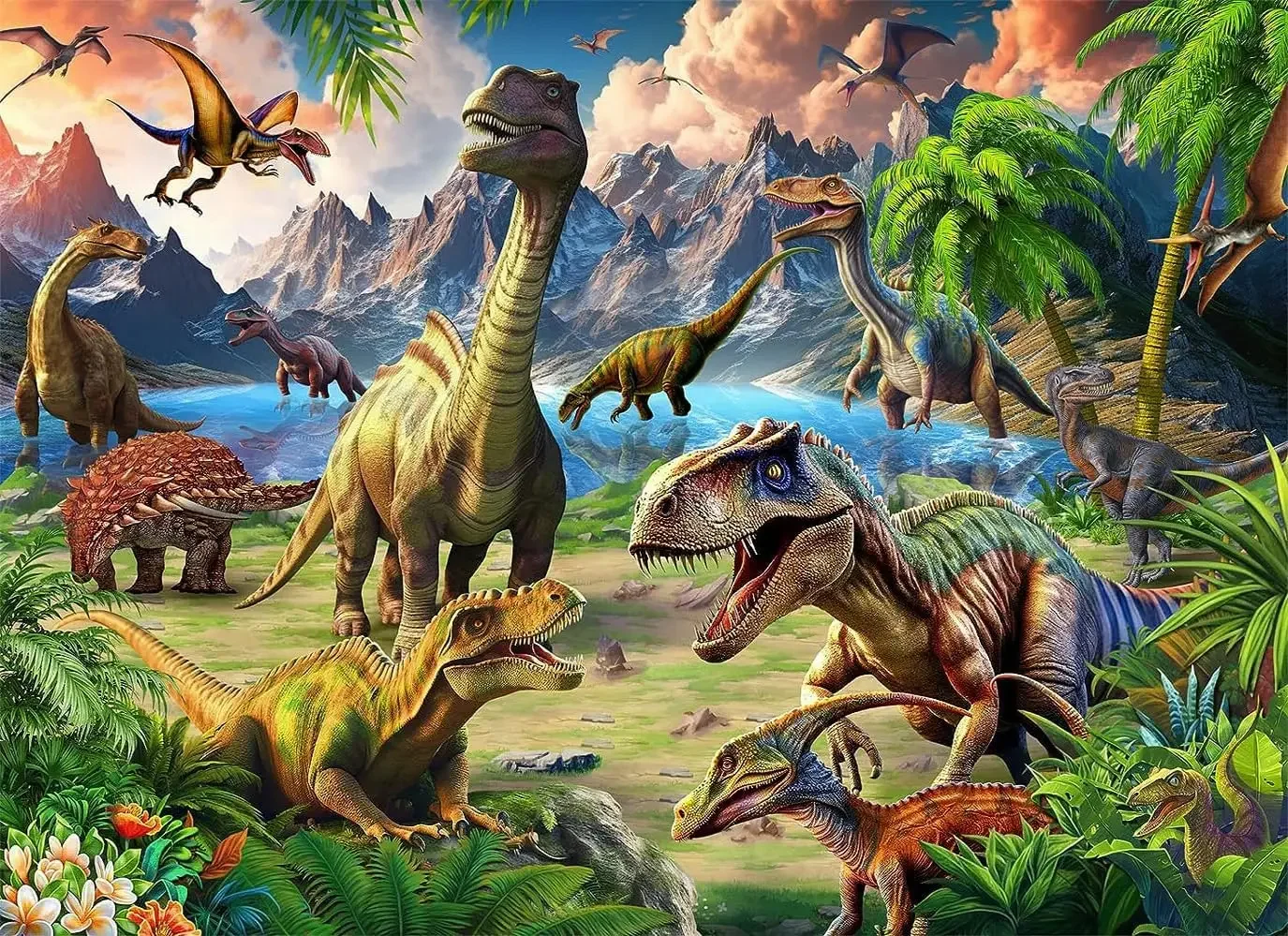 

1000/500/300 Pieces Dinosaur World Wooden Jigsaw Puzzles Challenging Family Activity Games for Gameroom Bedroom Livingroom