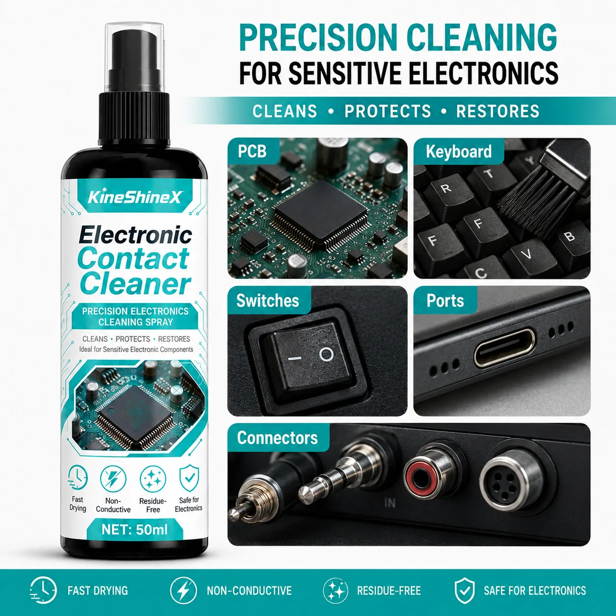 New Electronic Contact Cleaner Spray–100ml Fast Drying No Residue Formula for Circuit Board PC Laptop Precision Cleaning - view 4