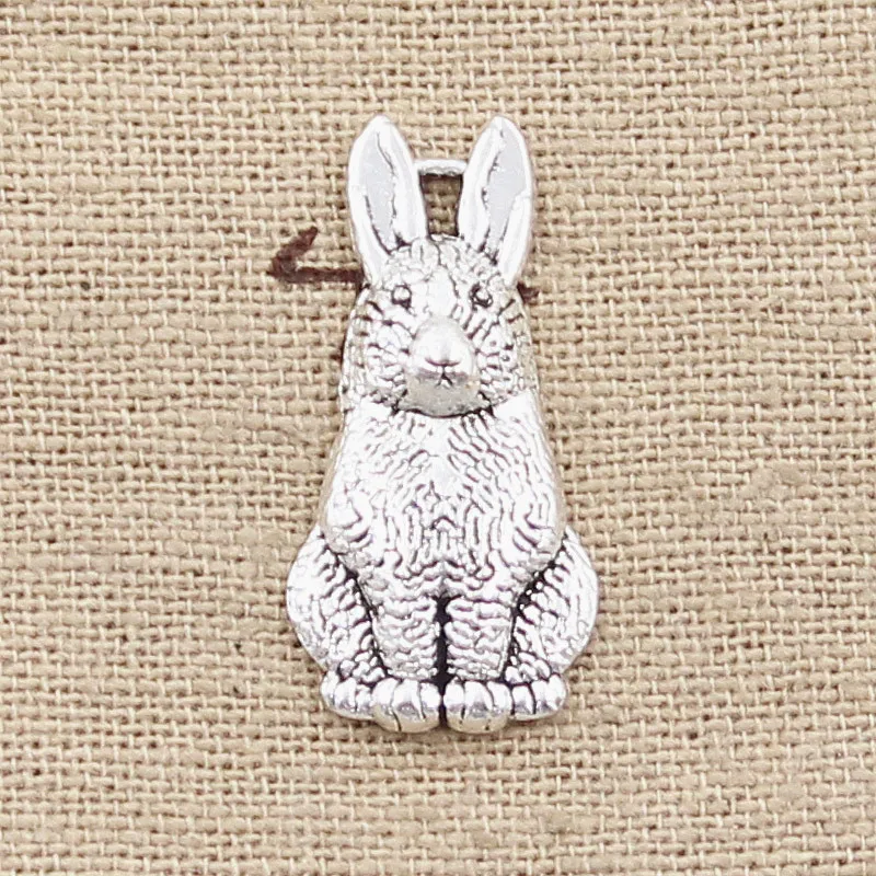 20 sztuk Charms królik 24x10mm antyczny brąz srebrny kolor Plated wisiorki dokonywanie DIY Handmade tybetański brąz srebrny kolor biżuteria