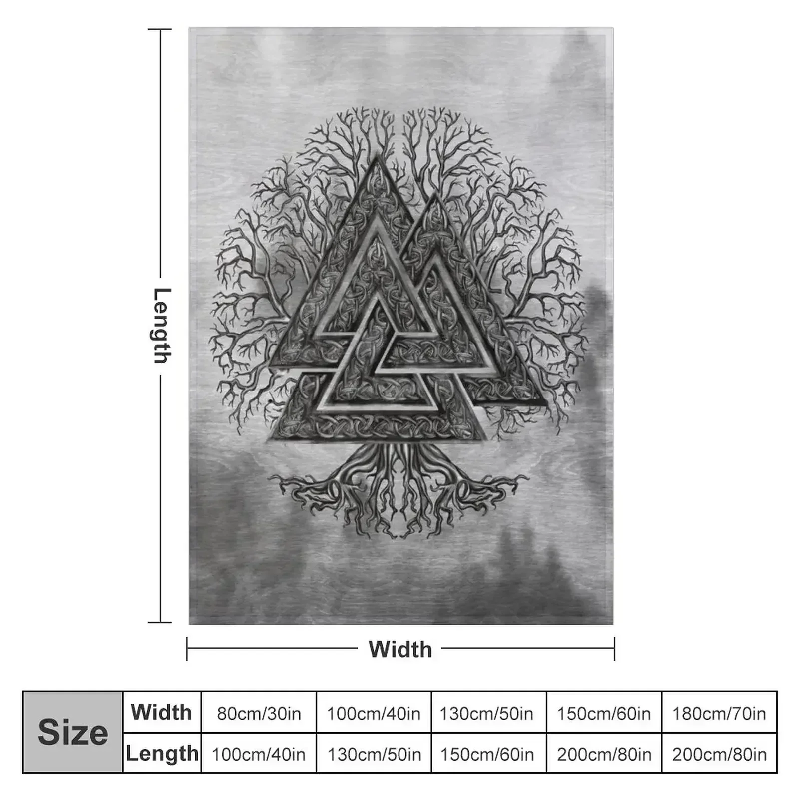 Valknut and Tree of Life Yggdrasil Throw Blanket anime blankets and throws Blankets