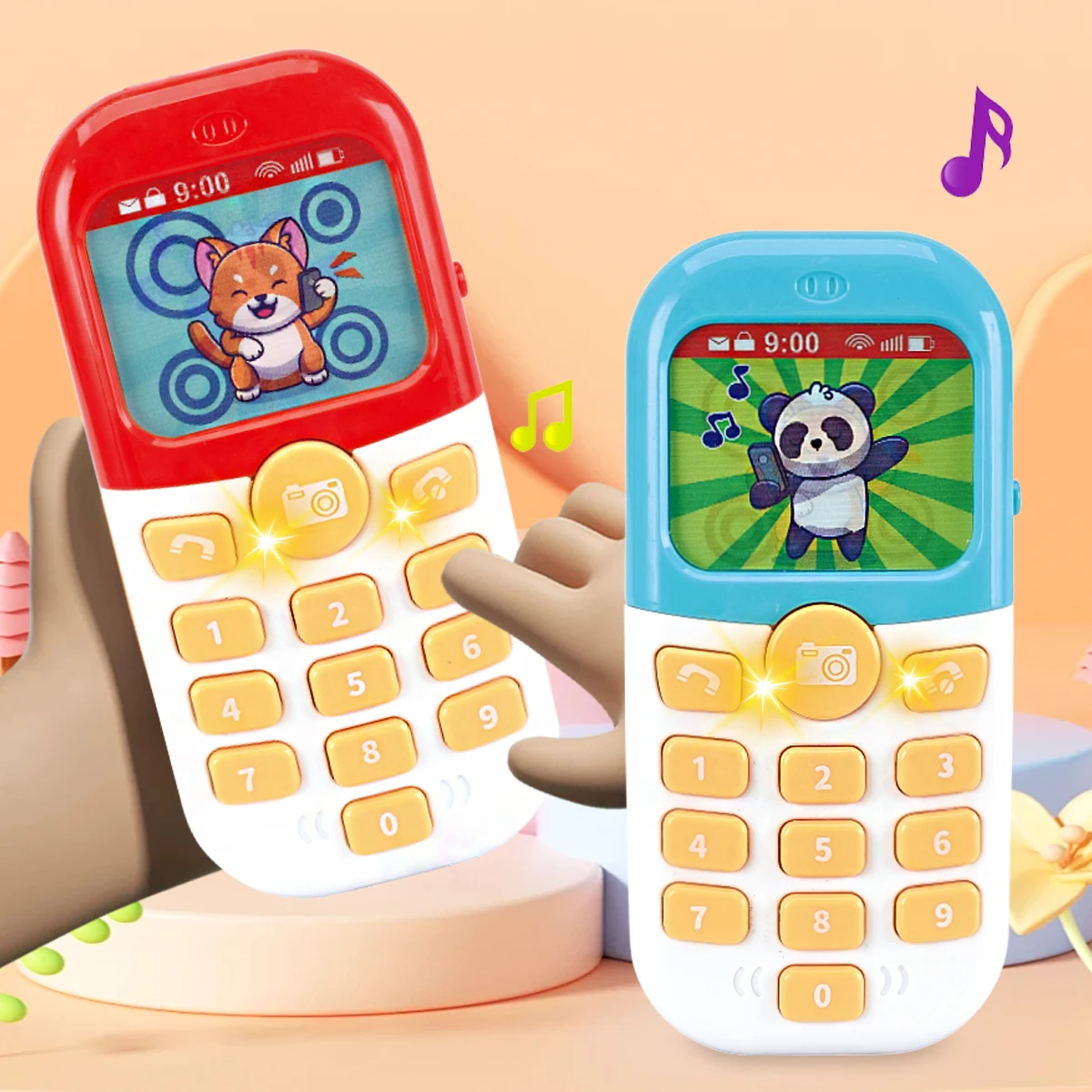 【セール中】スマートフォンのおもちゃ、音楽と光の音がインタラクトする赤ちゃん用電話、電話をかけるシミュレーション、子供へのギフトにはバッテリーは含まれていません