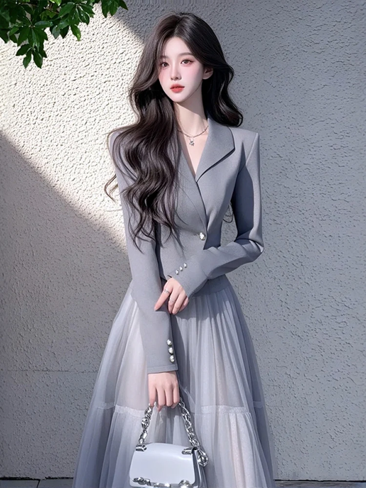 

Ele ey Suit Jaet And Me Skirt Set Spring 2025 Faion for Succful Women Long Sve Button up Polyester