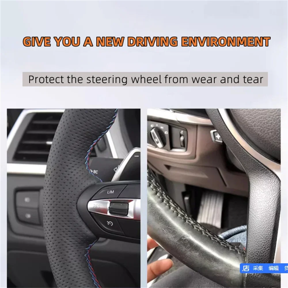 Microfibre Leather DIY Car Steering Wheel Cover Car Interior Accessories For Audi A3 8P Sportback A4 B7 Avant A6 C6 S4 Seat Exeo