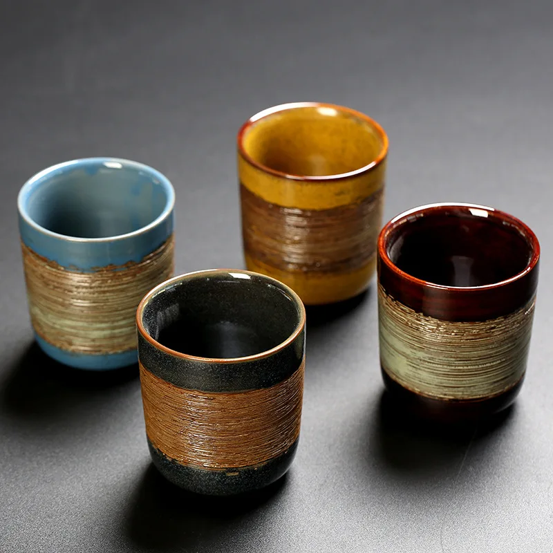 Japanese Kiln Tea Cup Creative Brushed Coffee Cup Retro Coarse Pottery Master Cup Coffee Cups Tea Cup