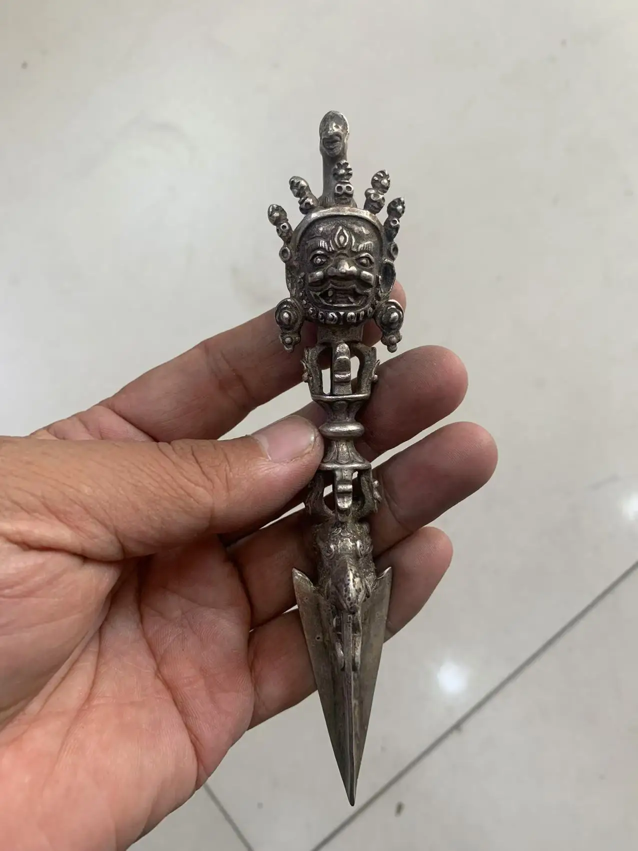 

Rare Old Qing Dynasty silver statue, Exorcism statue,#07