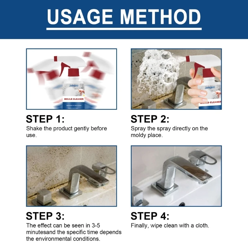 Jaysuing Household Mold Remover Spray Mildew Cleaning Agent Furniture Tile Removal Floor Wall Mold Cleaner 60ml