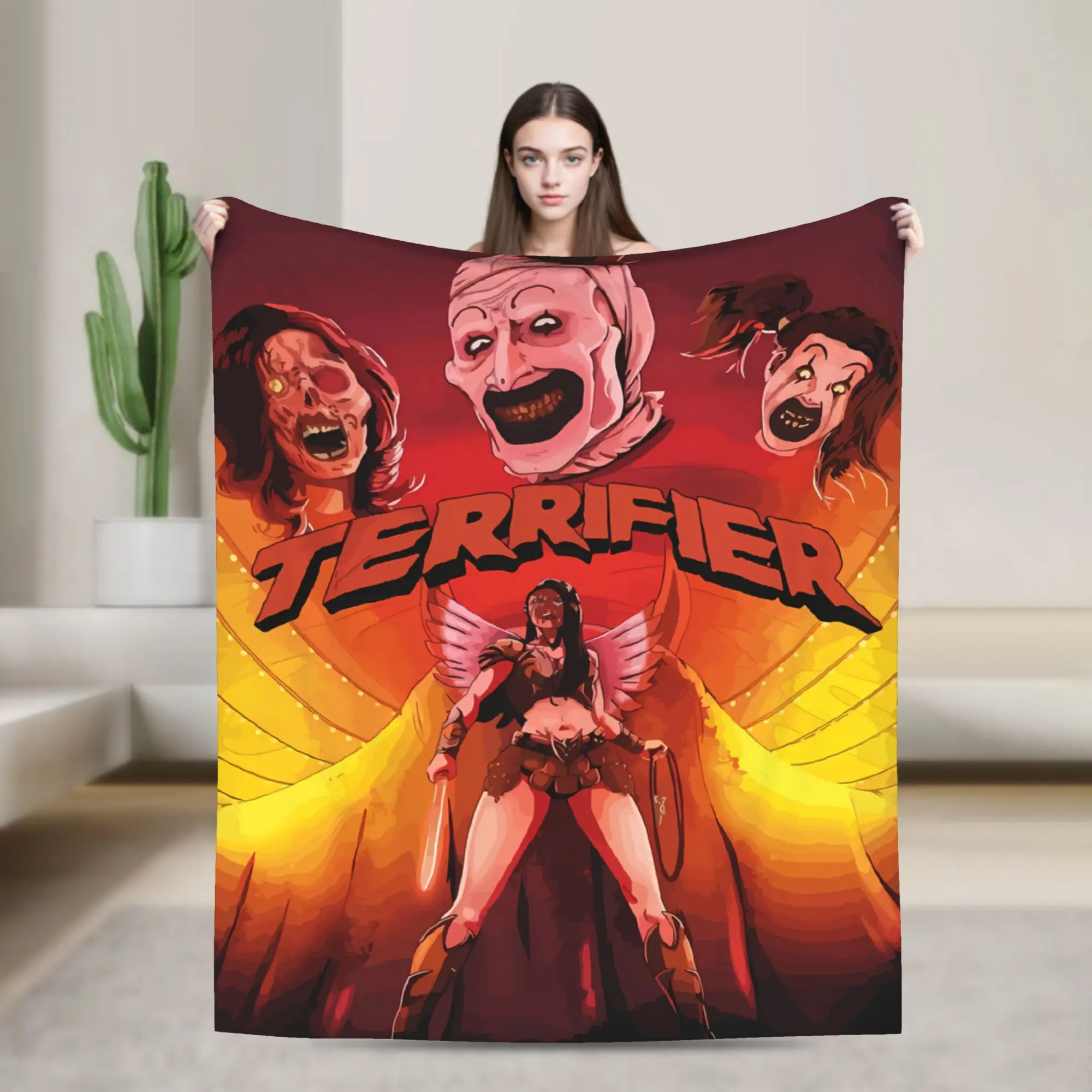 Terrifier Movie Flannel Blanket Winter  Super Soft Throw Blanket for Girls Boys Couch Chair Fluffy Bedspread Sofa Bed Cover