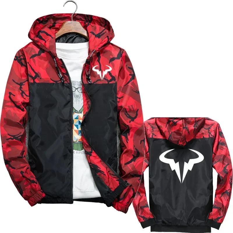 Fashion casual men's hooded jacket Rafael Nadal printed spring autumn fashion high quality men's jacket windproof sportswear