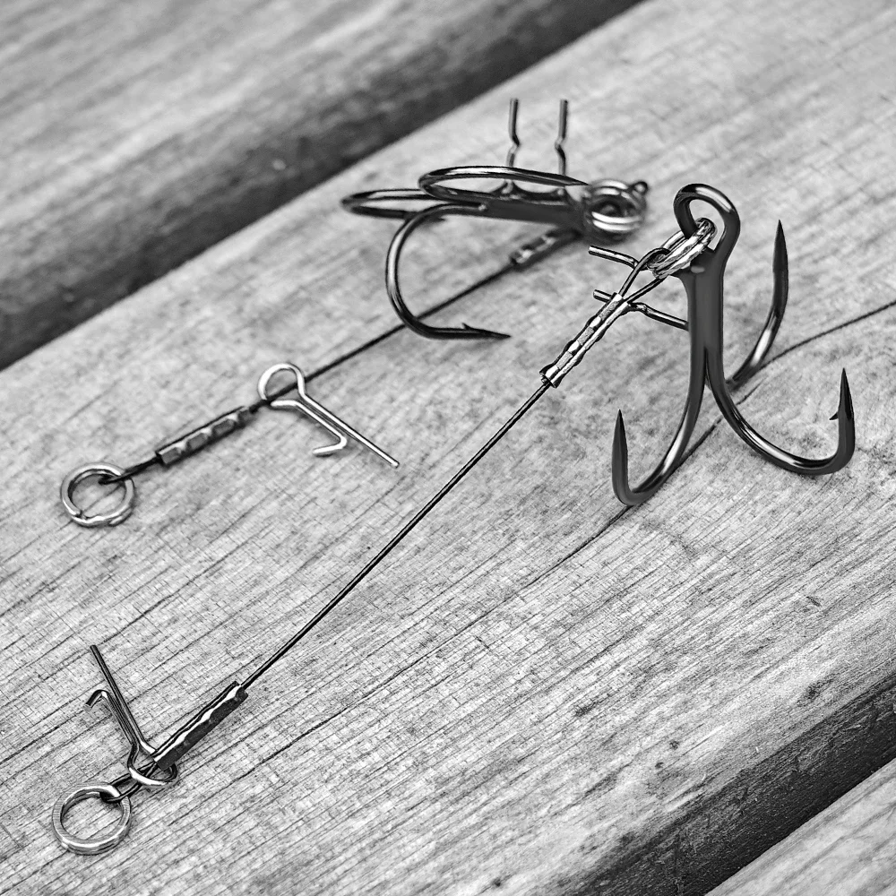 Palisandro, 3 uds., punto de huelga, aparejo Stinger, accesorios de pesca de Lucio, señuelo Softbait de goma # 4 # 2 # 1 # Gancho en T de asistencia para el vientre de curva ancha 1/0