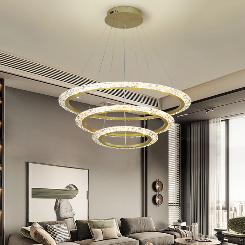 Nordic LED Chandelier Used In Living Room Dining Room Bedroom Kitchen Light Luxury Style Ring Ceiling Chandelier Decoration Home