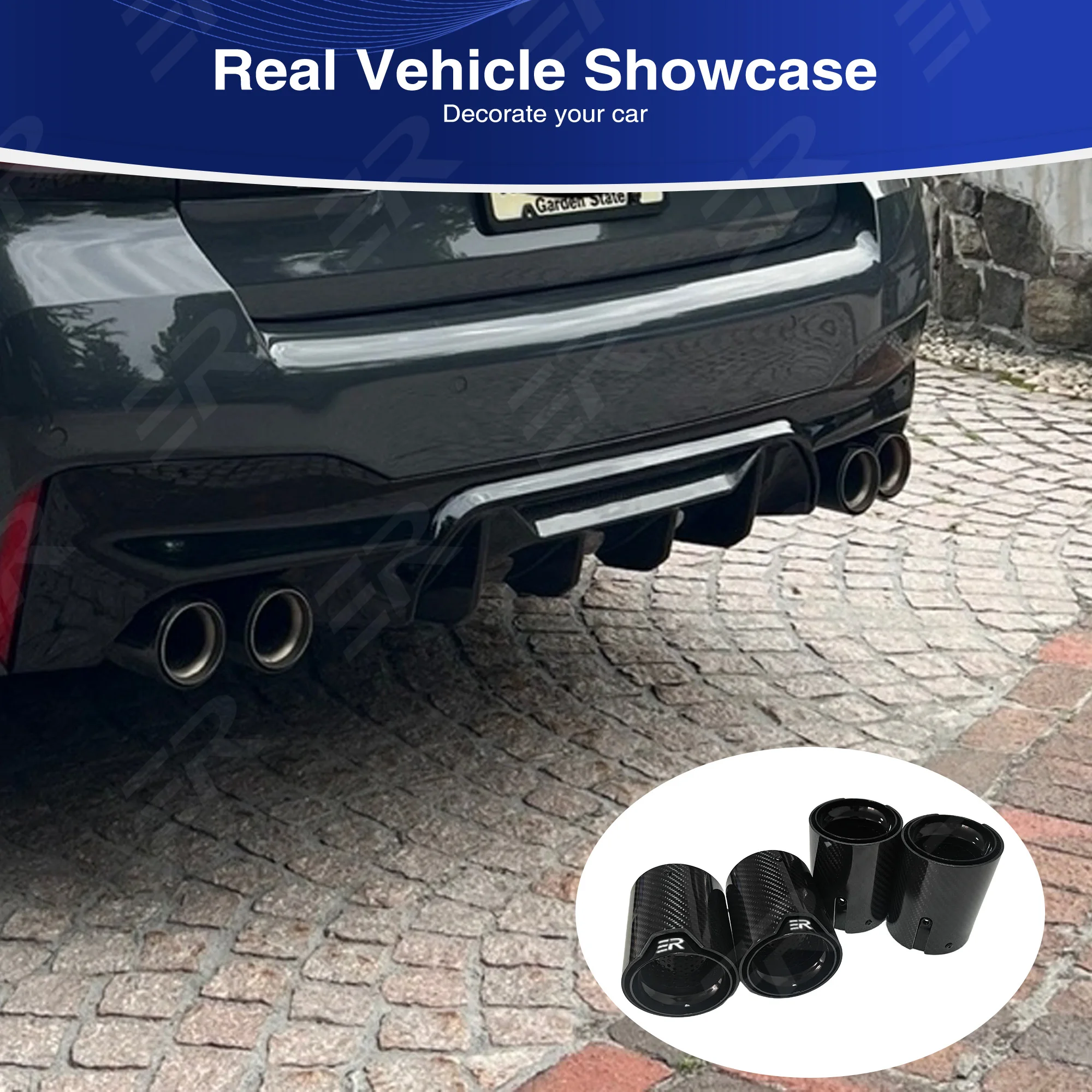 4 قطعة ER ترقية العادم تلميح لسيارات BMW M5F90 ألياف الكربون السيارات كاتم صوت السيارة العادم اكسسوارات أنابيب طرفية سيارة الديكور تعديل