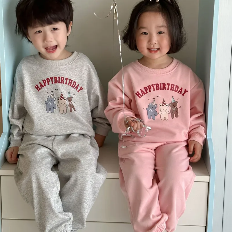 

2024 Spring children clothing set cartoon printed boys and girls Hoodies And Pants 2Pcs suit Kids Hoodies sets