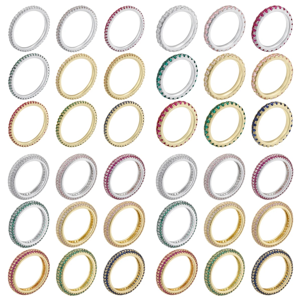 6/7/8 Size High-Quality Copper Rings with Subtle CZ Stone Inlays Simple Korean Style Unisex Couple's Jewelry : VJ843-VJ851