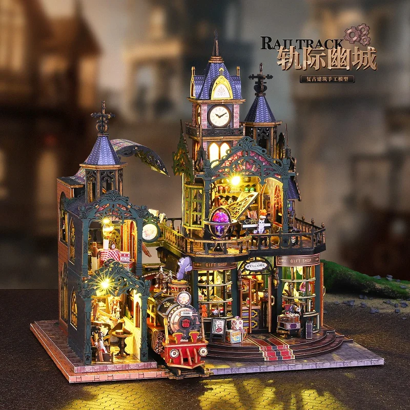 DIY Boekenhoek Kit Plank Fantasystadsteeg, 3D Puzzle Boekensteun, Creatief Cadeau-idee, Thuisdisplay voor verzameldecoraties