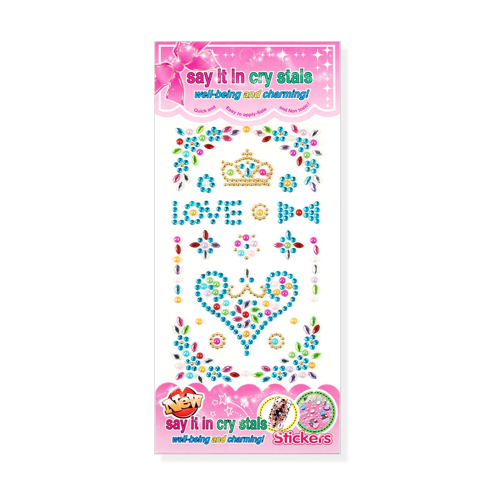 3D Self-adhesive Colorful Sticker Crystal Heart Moon Butterfly Shape Rhinestone Sticker For Woman DIY Decorations