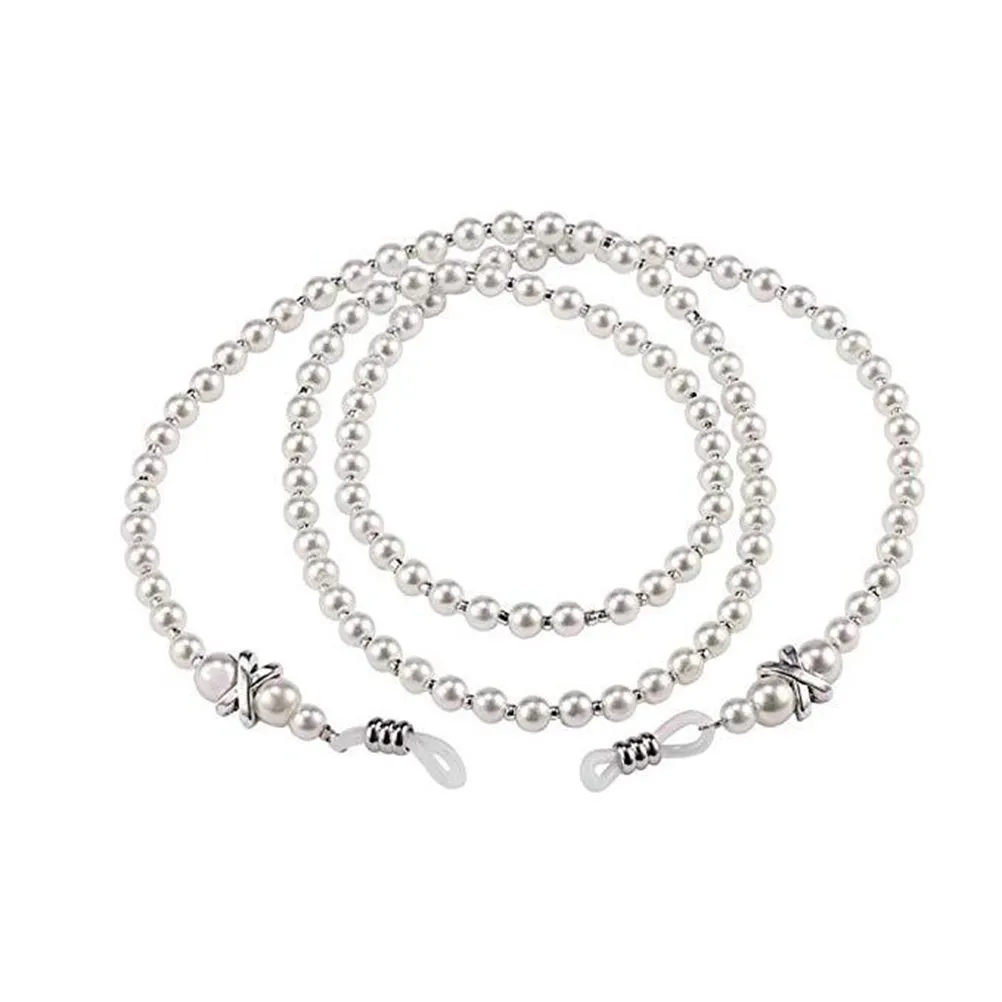 

2Pcs Pearl Eyeglasses Chain Fashion Glasses Holder Strap Eyewear Retainer Safety Cord for Reading Sunglasses Sports Hiking