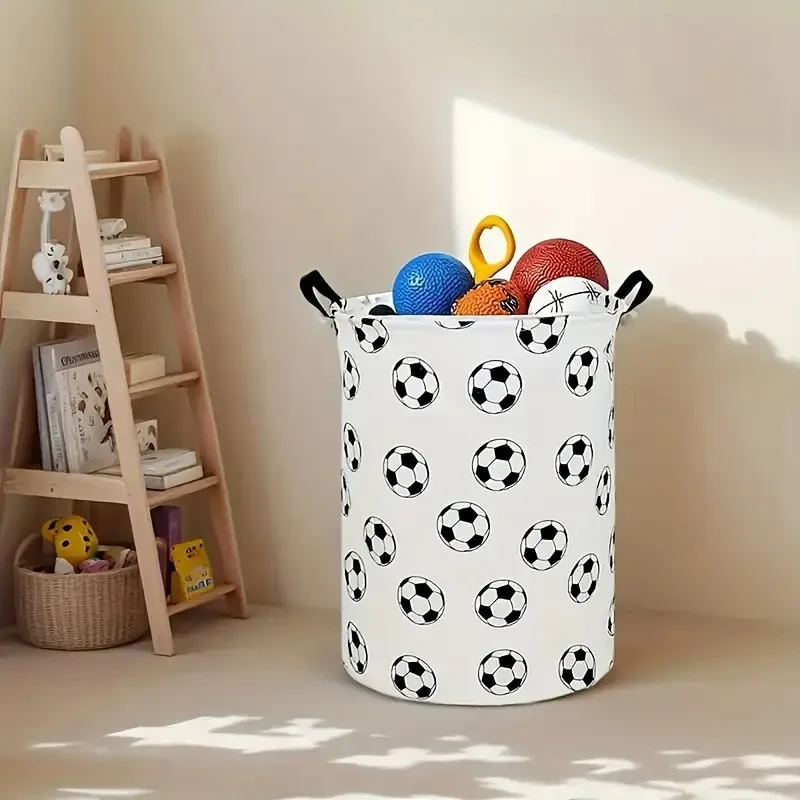 1pcs Large-capacity Household Bathroom Storage Bucket for Dirty Clothes, Foldable Dirty Clothes Basket,Football Pattern