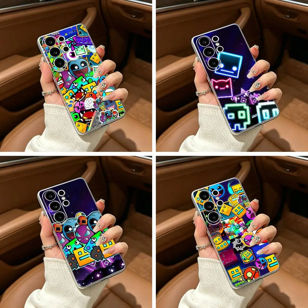 Retro G-Geometry D-Dash Game Clear Phone Case for Samsung S25, S24, S21, S22, S23, S30, Ultra, S20, Plus, FE, Lite