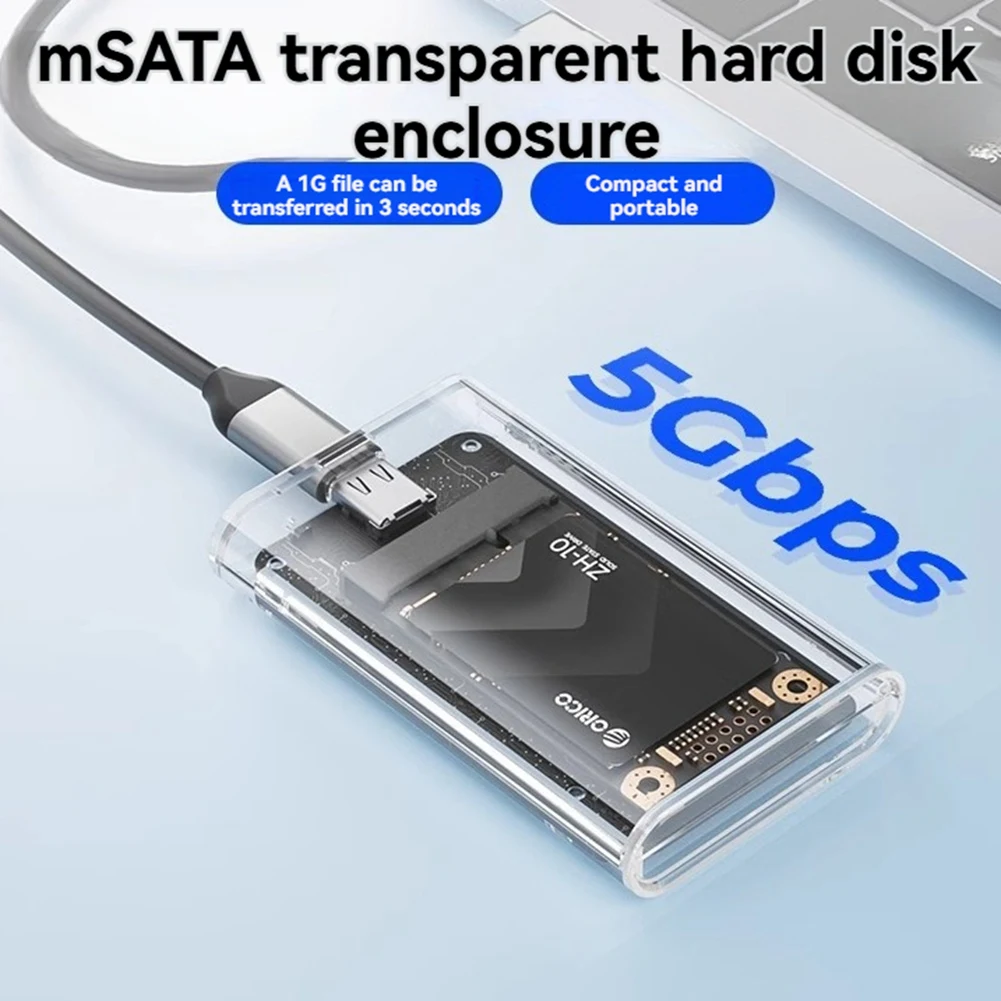 ABUO-ORICO Type-C 5Gbps For MSATA SSD Enclosure Case External Hard Drive Enclosure Case USB 3.2 Gen1 Type-C Interface