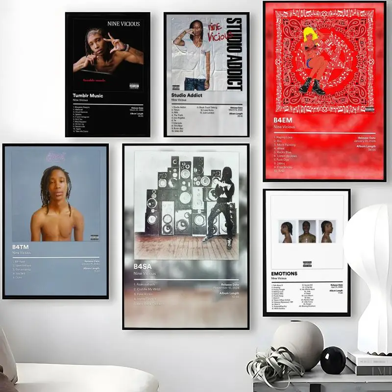 Póster N-Nine V-Vicious, pegatinas artísticas de pared autoadhesivas impermeables, decoración de pared extraíble para sala de estar y dormitorio