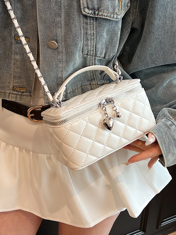 Trendy Diamond Lattice Box Tote Handbags and Purses Women Shoulder Crossbody Bags 2024 New Ladies Messenger Bag High Quality