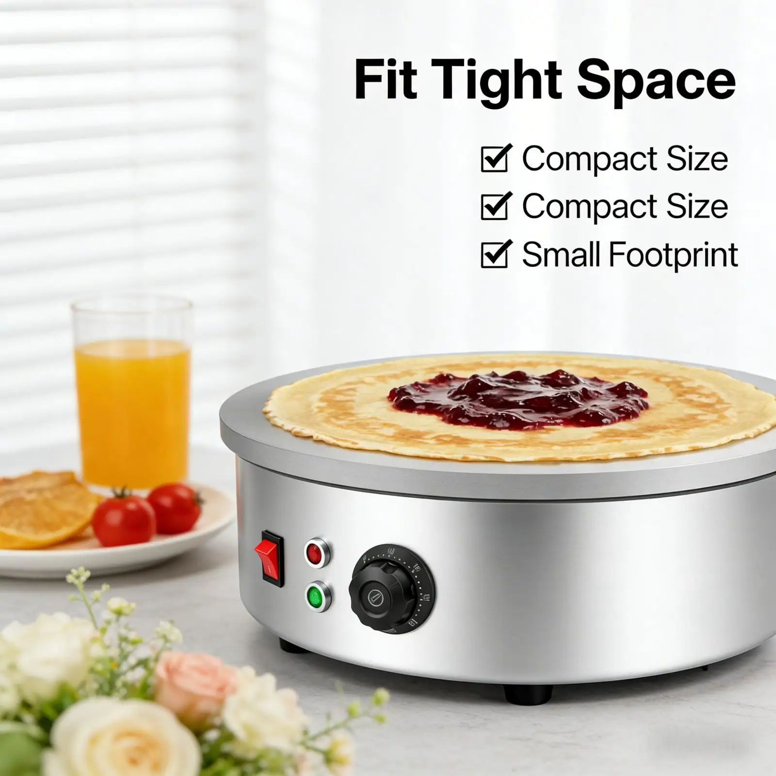 3KW Pannenkoek Fruit Machine 45cm Elektrische Crêpe Maker Crêpe Maker met Strooier & Spatel Crêpe Maker Machine voor DIY Bakken Behoeften - afbeelding 1