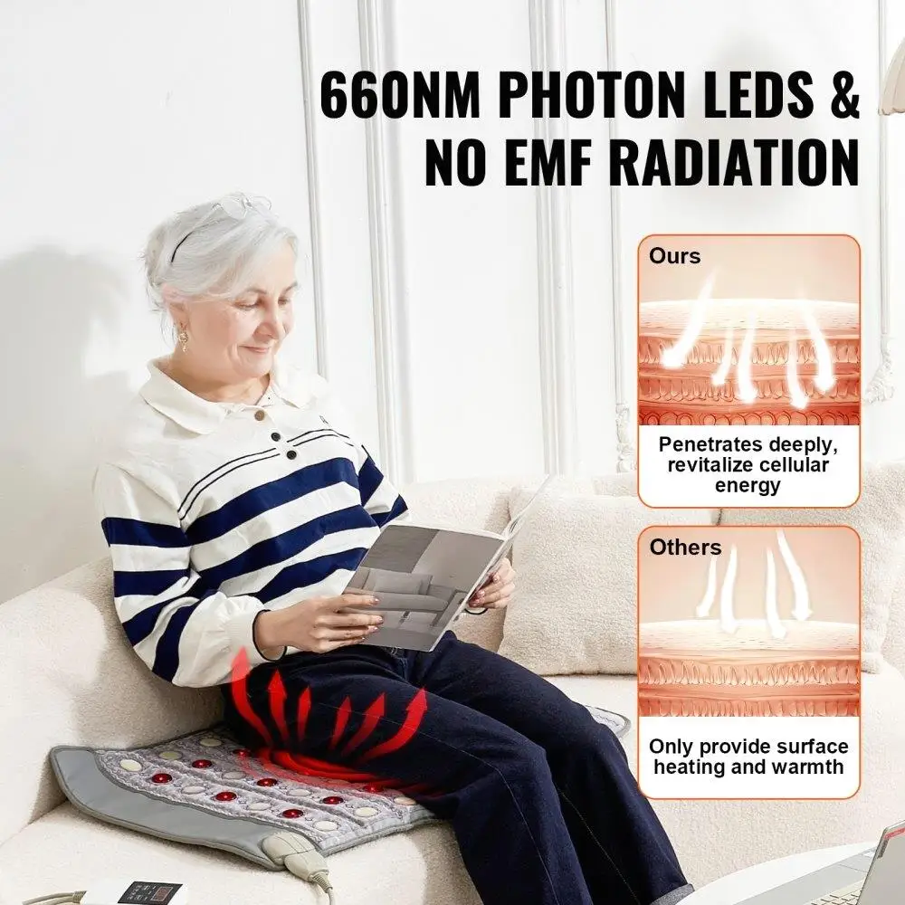 Almofada de aquecimento infravermelho distante com pedras de jade e turmalina até 159F
