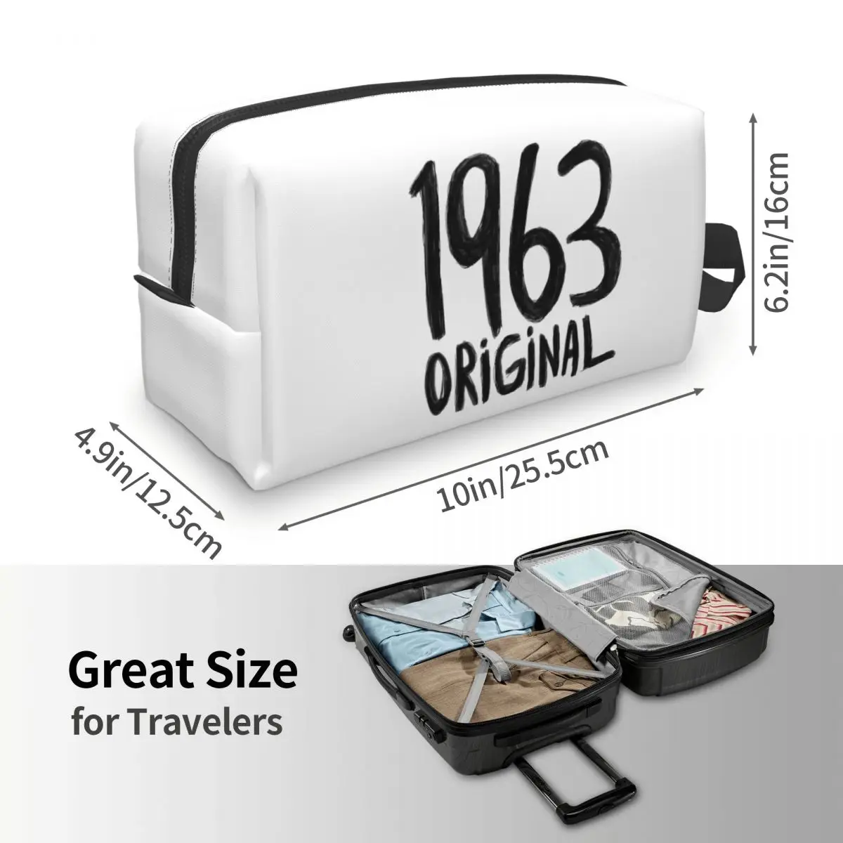

1963 Original Born In 1963 Birth Year 1963 Women Cosmetic Bag Travel Makeup Organizer Pouch Toiletry Storage Dopp Kit Box Case