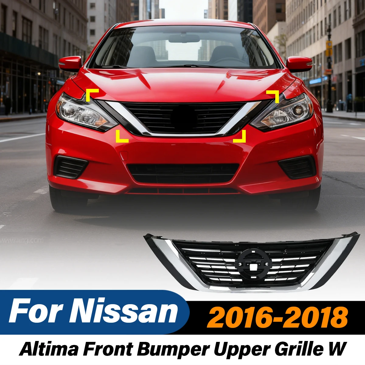 

For Nissan Altima 2016 2017 2018 Automobile Front Bumper Upper Grille W Black Air Intake Radiator Grill Body Modification Kit