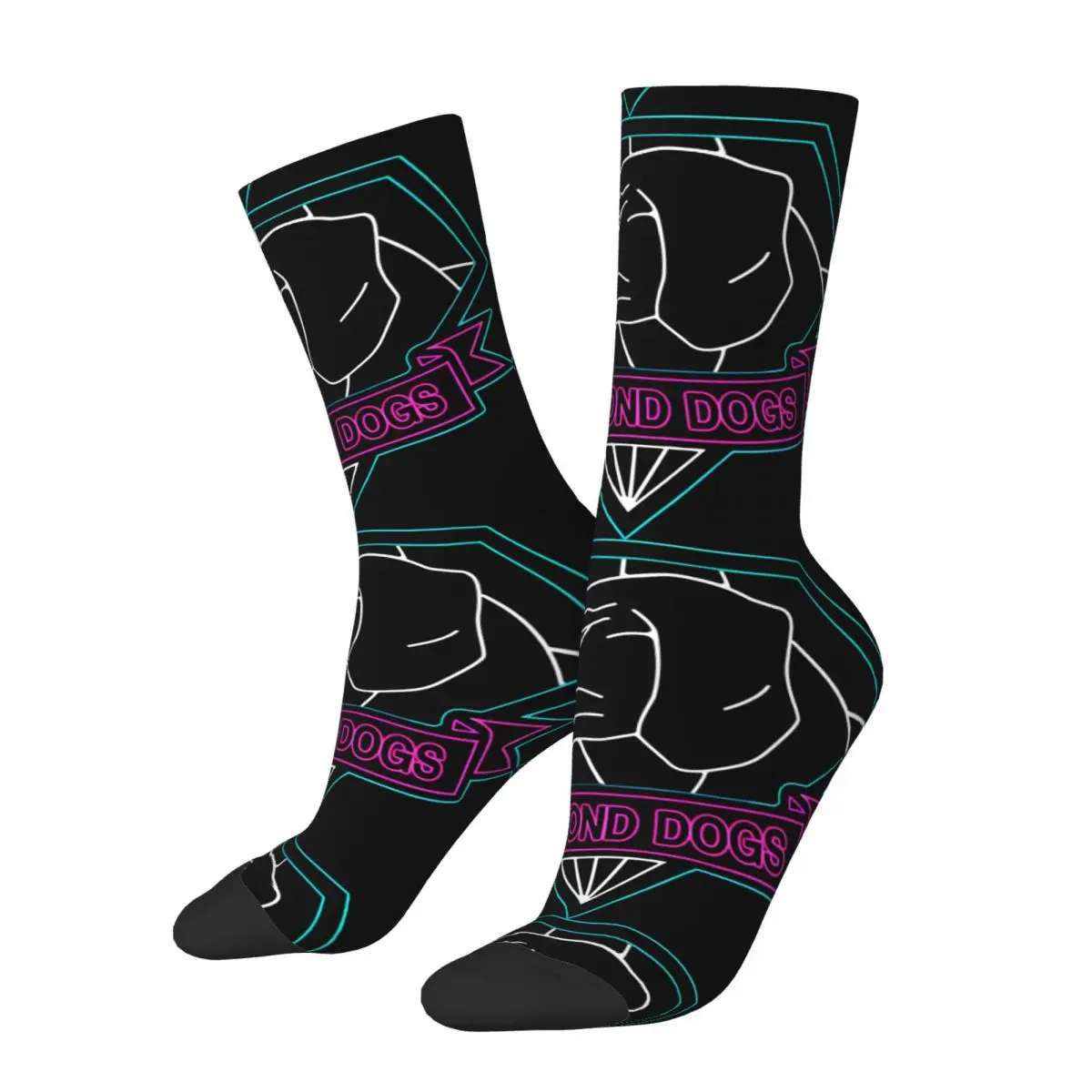 Chaussettes brillantes de compression en élan pour hommes, motif sans couture, chaussettes vintage Diamond Dogs Crew, nouveauté