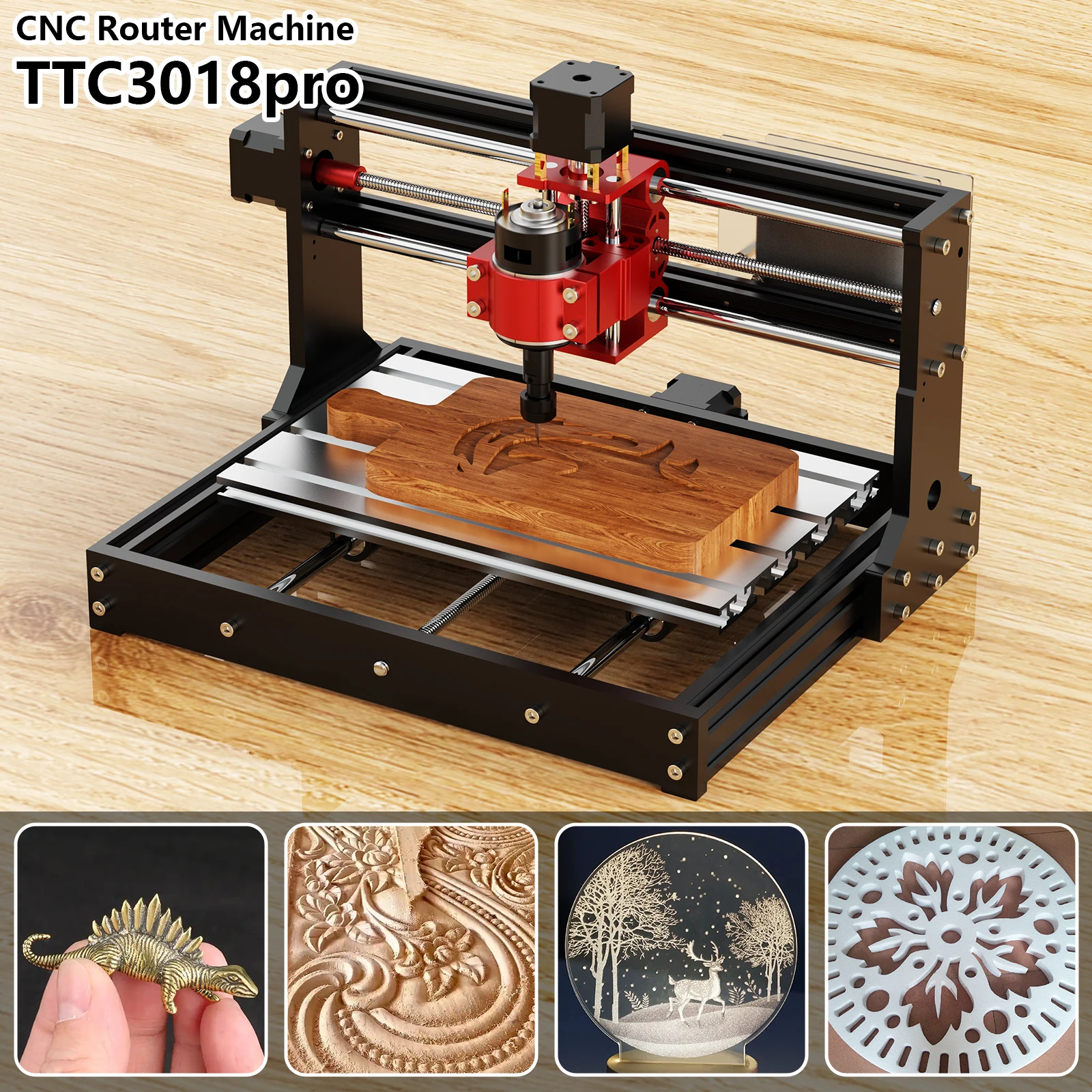 TWOTREES CNC راوتر TTC3018 Pro Z-محور المعادن ER11 ماكينة الحفر باستخدام الحاسب الآلي الاكريليك PCB نحت قطع لتقوم بها بنفسك الخشب باستخدام الحاسب الآلي الليزر حفارة