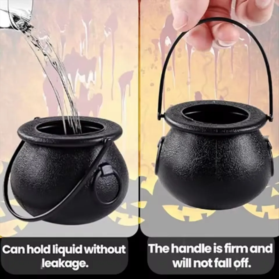 Mini Schädel Hexe Wasserkocher Süßigkeiten Kunststoff Kessel Halter Halloween Party Prop Werkzeug