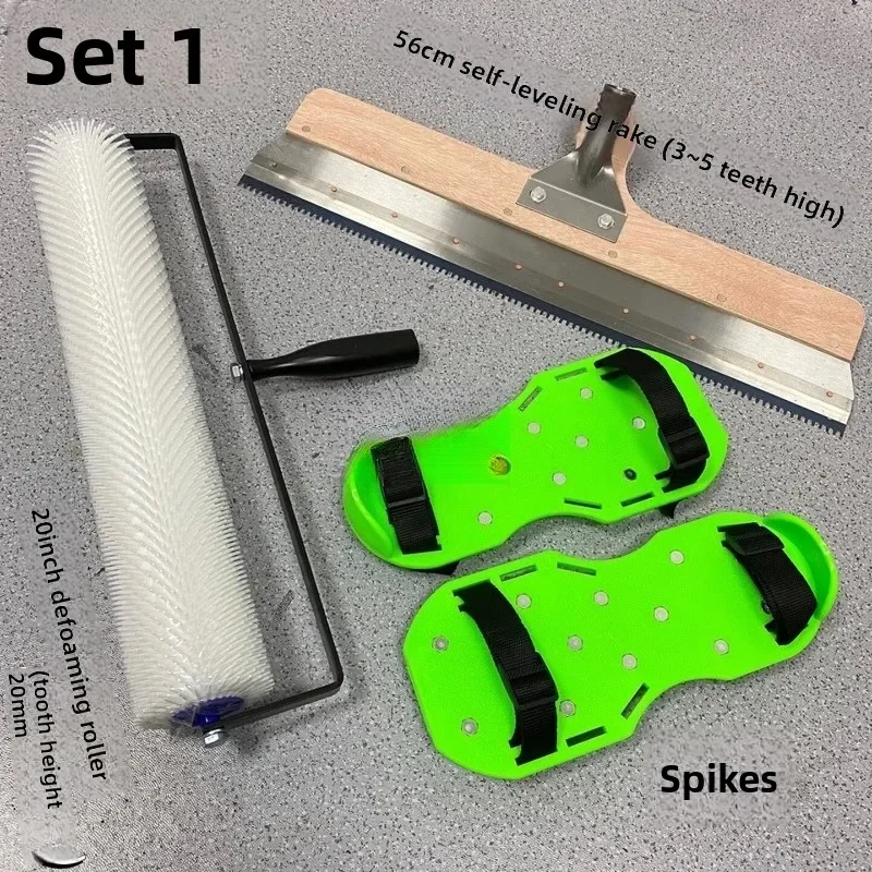 Self-leveling cement construction tools, self-leveling wooden rakes, defoaming rollers, spikes, scrapers, sets, sets are