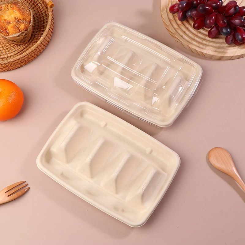 10Pcs Disposable Burrito Packaging Box Tray Tortilla 22.5X16X4CM Paper Taco Plates Stands Paper Bar Supplies With Dividers