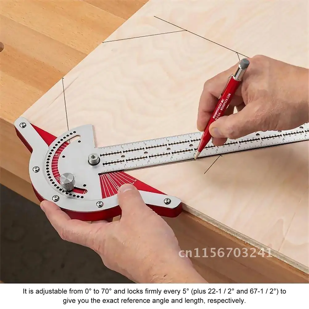 Woodworkers Edge Rule Protractor T-Type Woodworking Ruler Angle Measure Stainless Steel Carpentry Layout Carpenter Tools 1Pcs