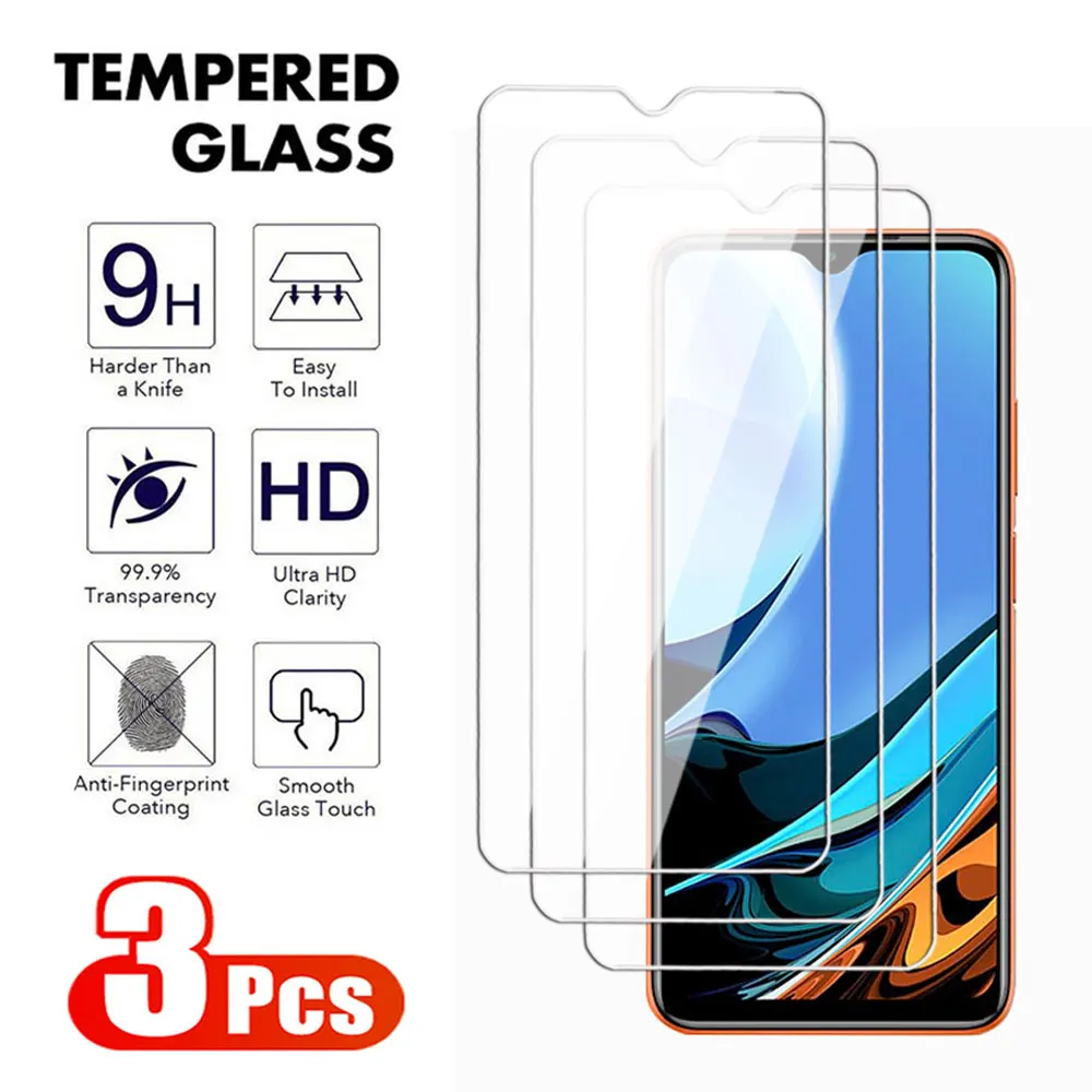 3Pcs 100D Glass For Xiaomi Redmi Note 8 9 Pro Max 9S 8T 9T A1 A2 Plus Screen Protector For Redmi 8A 9A 9T 9C NFC Tempered Film