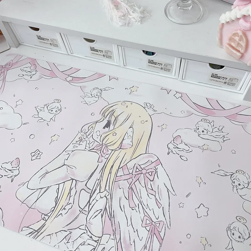 Original cartoon desk mat | Cute rubber mouse pad, suitable for dormitory tables, oversized adorable anime office decor