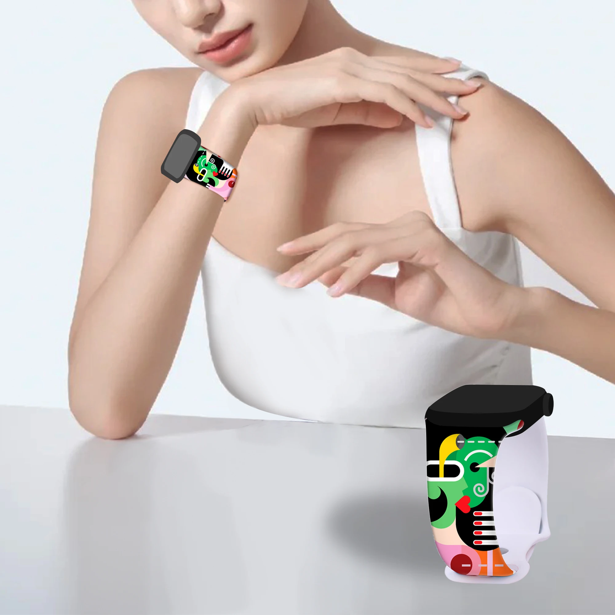 حزام مطبوع تجريدي لساعة أبل 10 9 8 7 6 سوار سيليكون قابل للاستبدال لساعة iWatch 46 مللي متر 44 مللي متر 42 مللي متر 41 مللي متر