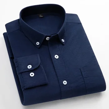 Chemises classiques pour hommes 100% coton Oxford chemise à manches longues homme décontracté coupe régulière doux printemps été nouveaux vêtements de couleur unie